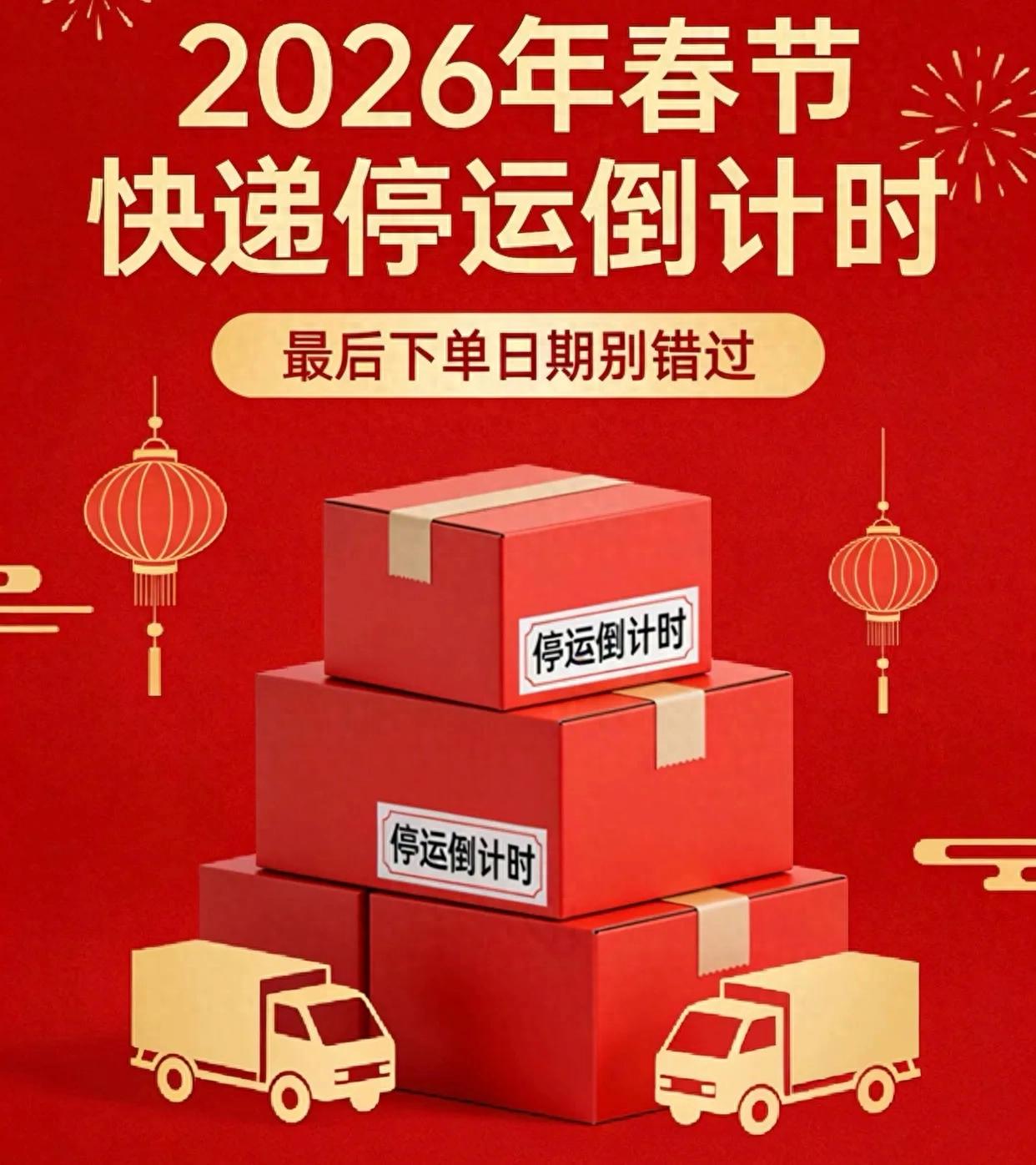 2026 年春节快递停运安排及不同地区最后寄件时间对照
